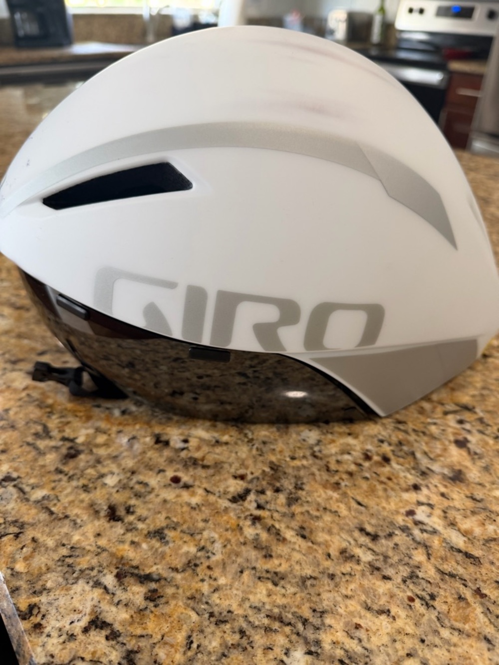 Giro White Helmet with Dark Smoke Integrated Visor Size Medium - Picture 2 of 10